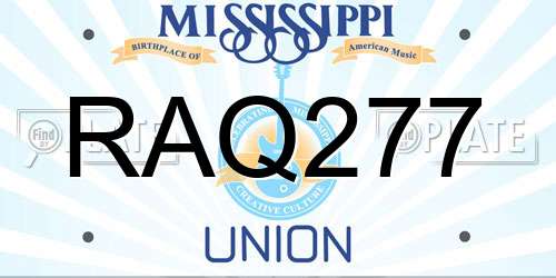 RAQ277 Mississippi License Plate