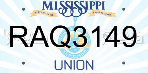 RAQ3149 Mississippi License Plate