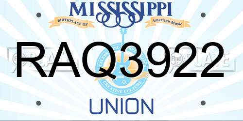 RAQ3922 Mississippi License Plate