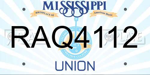 RAQ4112 Mississippi License Plate