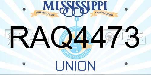 RAQ4473 Mississippi License Plate