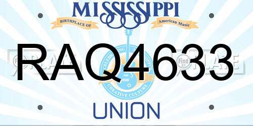 RAQ4633 Mississippi License Plate