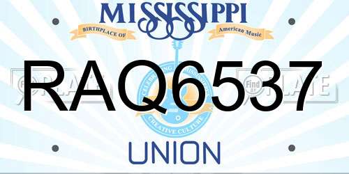 RAQ6537 Mississippi License Plate