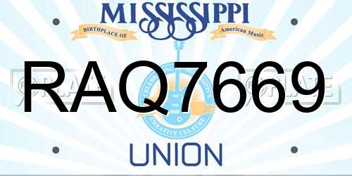 RAQ7669 Mississippi License Plate