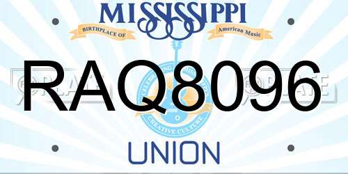 RAQ8096 Mississippi License Plate