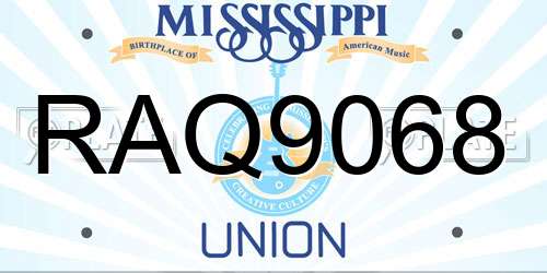 RAQ9068 Mississippi License Plate