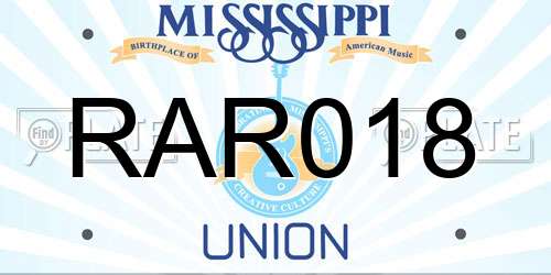 RAR018 Mississippi License Plate