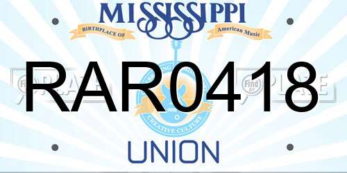 RAR0418 Mississippi License Plate