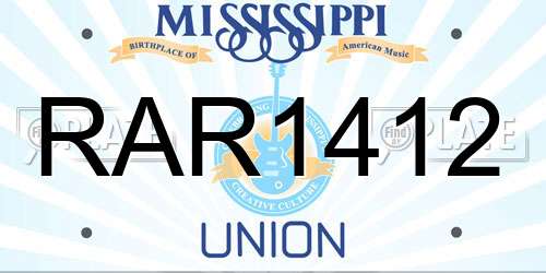 RAR1412 Mississippi License Plate