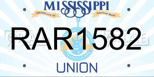 RAR1582 Mississippi License Plate