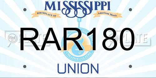 RAR180 Mississippi License Plate