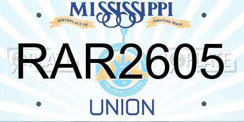 RAR2605 Mississippi License Plate
