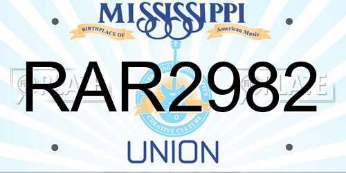 RAR2982 Mississippi License Plate