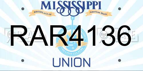 RAR4136 Mississippi License Plate