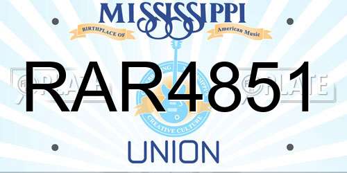 RAR4851 Mississippi License Plate