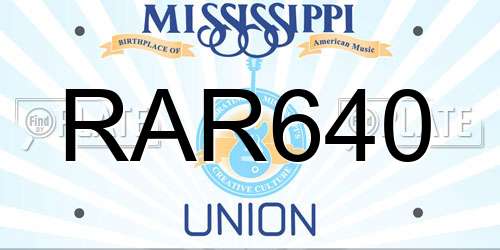RAR640 Mississippi License Plate
