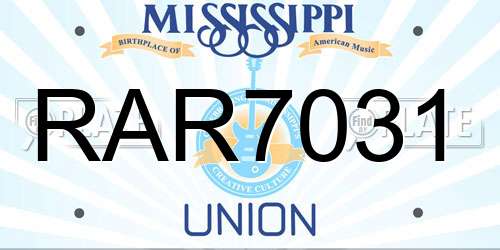 RAR7031 Mississippi License Plate