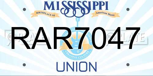 RAR7047 Mississippi License Plate
