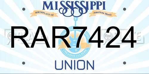 RAR7424 Mississippi License Plate