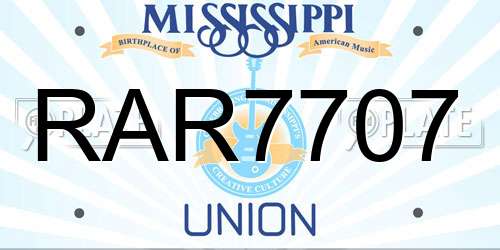 RAR7707 Mississippi License Plate