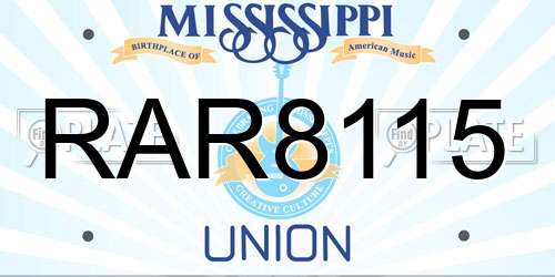 RAR8115 Mississippi License Plate