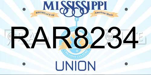 RAR8234 Mississippi License Plate