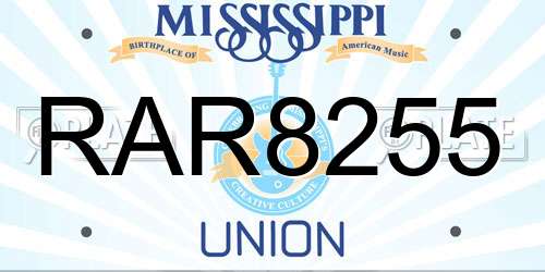 RAR8255 Mississippi License Plate