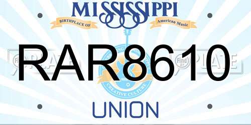 RAR8610 Mississippi License Plate