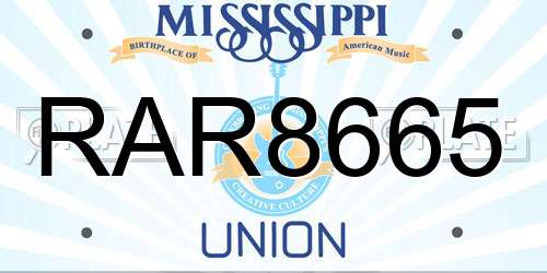 RAR8665 Mississippi License Plate