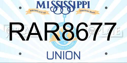 RAR8677 Mississippi License Plate