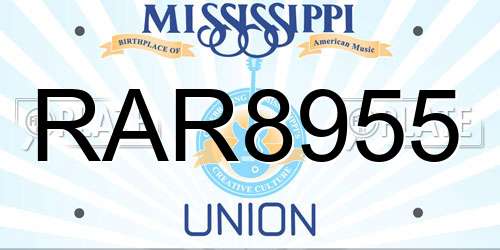 RAR8955 Mississippi License Plate