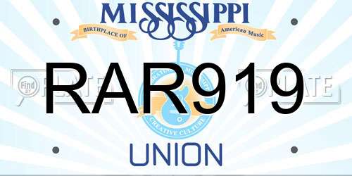RAR919 Mississippi License Plate