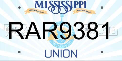 RAR9381 Mississippi License Plate