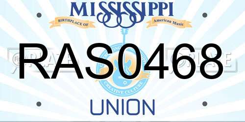 RAS0468 Mississippi License Plate