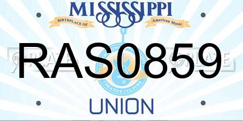 RAS0859 Mississippi License Plate
