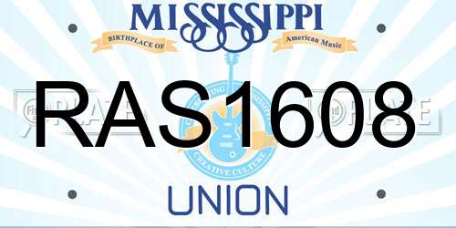 RAS1608 Mississippi License Plate