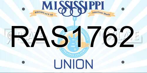RAS1762 Mississippi License Plate