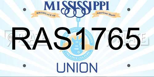 RAS1765 Mississippi License Plate