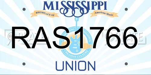 RAS1766 Mississippi License Plate