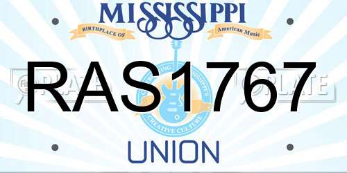 RAS1767 Mississippi License Plate