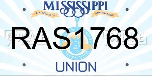 RAS1768 Mississippi License Plate