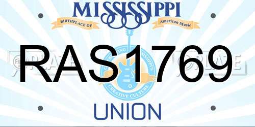 RAS1769 Mississippi License Plate