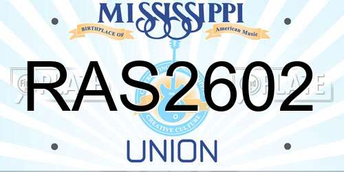 RAS2602 Mississippi License Plate