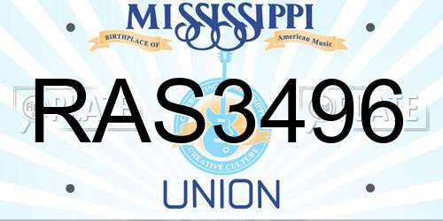 RAS3496 Mississippi License Plate