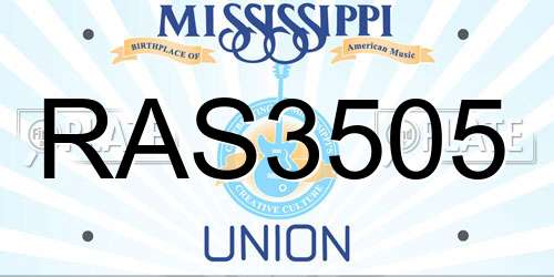 RAS3505 Mississippi License Plate
