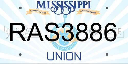 RAS3886 Mississippi License Plate