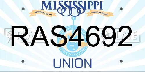 RAS4692 Mississippi License Plate