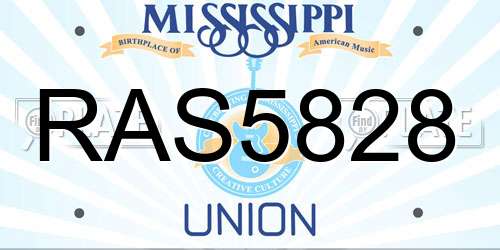 RAS5828 Mississippi License Plate