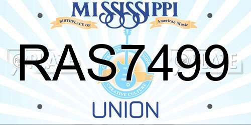 RAS7499 Mississippi License Plate