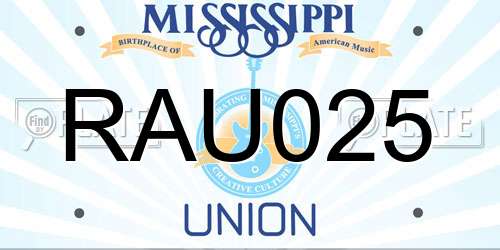 RAU025 Mississippi License Plate